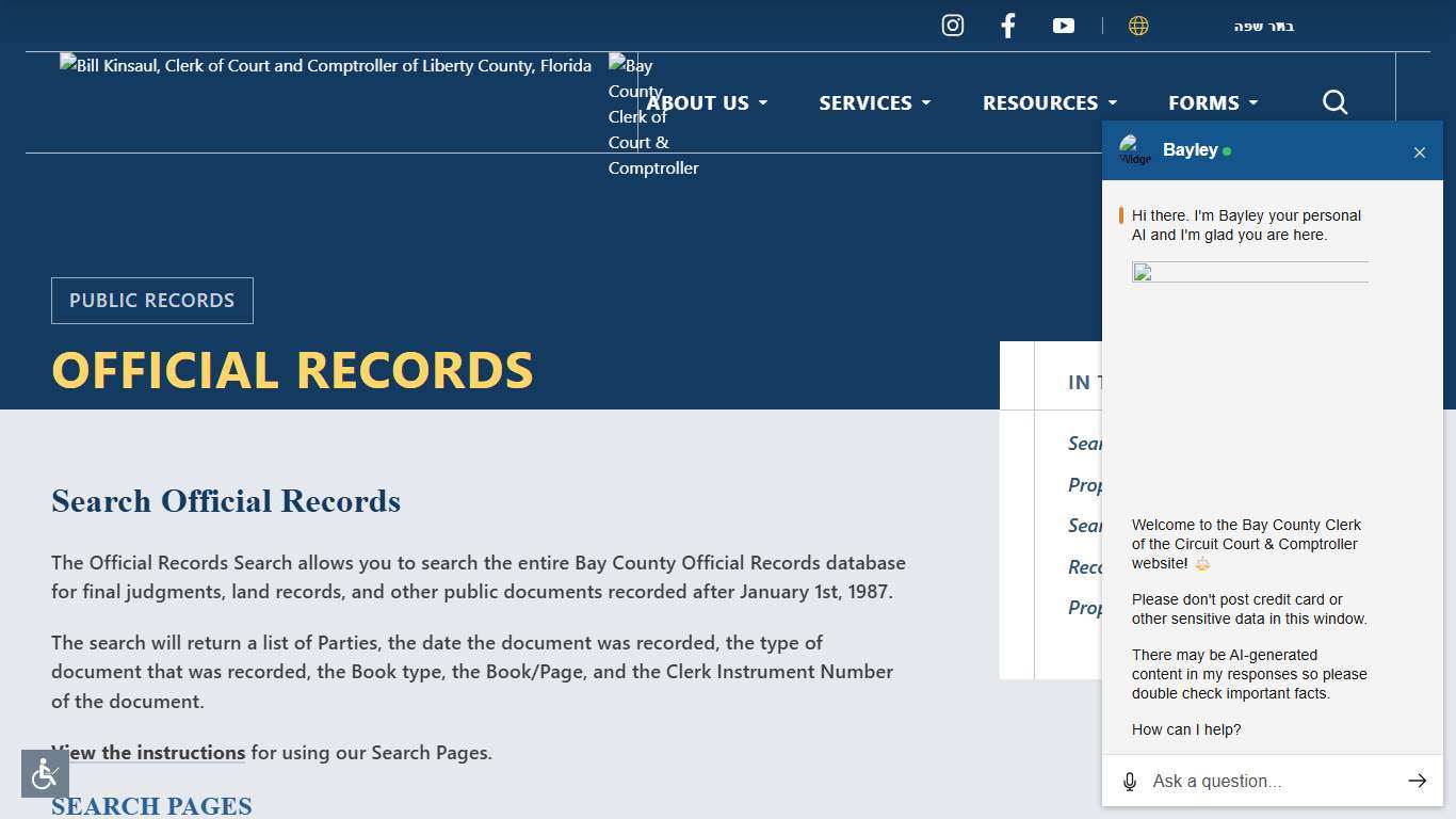 Search Official Records Bay County Clerk of Court & Comptroller